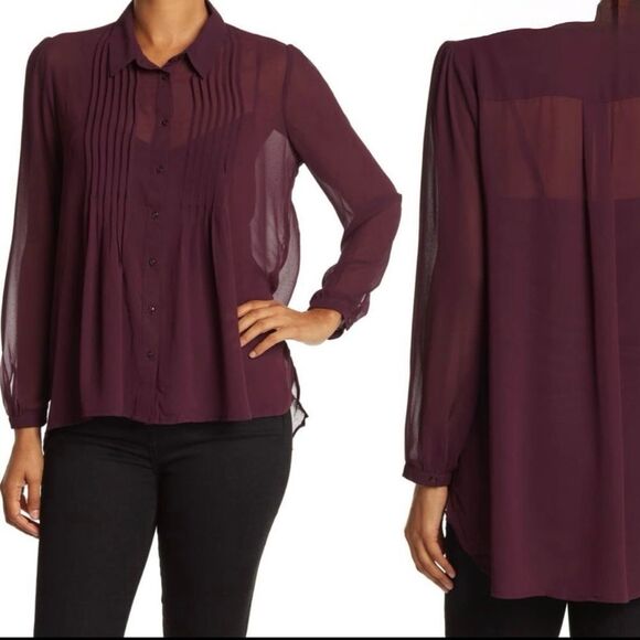 Daniel Rainn Tops - Daniel Rainn Women's Deep Purple Pleated Blouse
